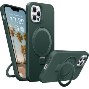 Maa-Coque Silicone Liquide Pour Iphone 13 Pro, Anneau De Support Magnétique, Étui De Protection Antichoc 4 Couches, Doublure En Microfibre Souple Antirayures Pour Iphone 13 Pro(Vert) - Neuf
