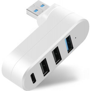 KAL-Hub Usb Mini, Hub Usb 3.0 &Agrave; 4 Ports (1 Usb 3.0+2 Usb 2.0+Type-C), Usb Aliment&eacute; Adaptateur Portable Pour Transfert Rapide De Donn&eacute;es, Compatible Avec Cl&eacute;s Usb, Notebook Pc, Portable, Clavier - Neuf