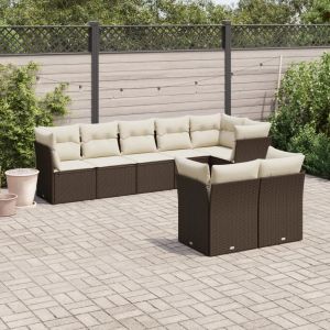 Prolenta Premium - Salon De Jardin 8 Pcs Avec Coussins Marron R&eacute;sine Tress&eacute;e - Neuf