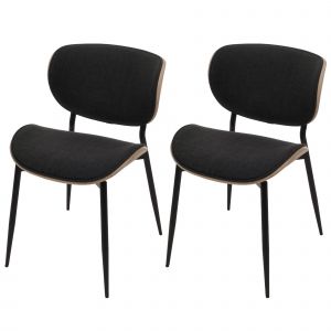 Lot de 2 chaises de salle &agrave; manger HWC-O45, bois courb&eacute;, tissu (370 g/m&sup2;) certifi&eacute; Oeko-Tex MVGnaturel, gris fonc&eacute; - Neuf
