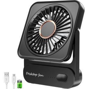 KALANKA-Ventilateur USB, Ventilateur Rechargeable 4000mAh (12h Autonomie), Mini Ventilateur Silencieux 3 Vitesses, 135° Inclinable, Puissant sans Vibrations,Ventilateur de Table pour Maison/Bureau/Vo - Neuf