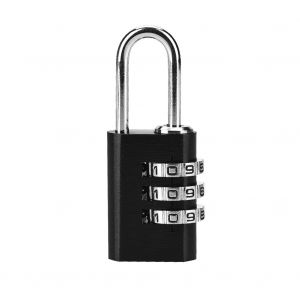 Cadenas a combinaison a 3 chiffres en alliage d'aluminium avec mot de passe pour porte, armoire, cloture (noir) - Neuf
