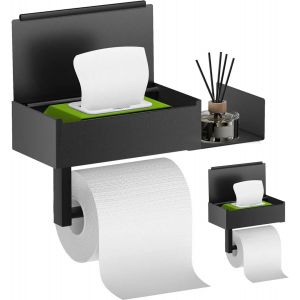 KALANKA-Porte-papier toilette sans perçage avec étagère, support de papier toilette autocollant pour salle de bain, cuisine, matériau en acier inoxydable, étagère de rangement, porte-rouleau de papie - Neuf