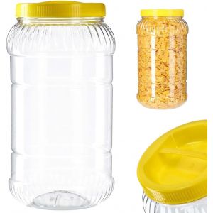 KAL-Boîte De Conservation En Plastique Avec Couvercle, Récipient De Conservation Avec Poignée, Récipient En Plastique Pour Aliments, Boîte De Rangement De Cuisine, Rond 3 L - Neuf