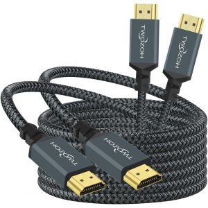 KALANKA-C&acirc;bles HDMI 4K 5M Lot de 2, Nylon tress&eacute; HDMI vers HDMI C&acirc;ble Supporte 18Gbps 3D/4K@60Hz/2160P/1080p - Neuf