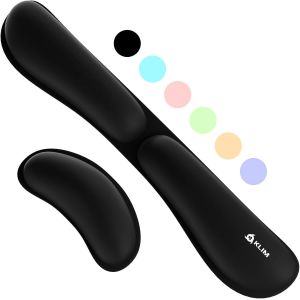 JEXNOVASHOP-Repose Poignet - Set Ergonomique pour Souris et Clavier - Mousse &agrave; M&eacute;moire de Forme - Support pour Gaming et Bureautique - Noir - Neuf