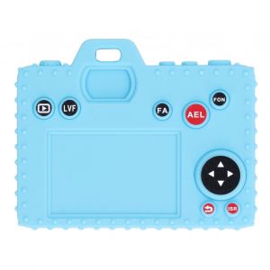 Jouet De Dentition En Silicone En Forme De Camera Pour Bebe, Securite Lave-Vaisselle, Developpement Sensoriel, Bleu Ciel - Neuf