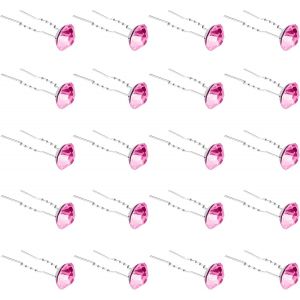 Kal-20 Pack (Rose) Épingles À Cheveux En Strass Pinces À Cheveux En Cristal Pour Mariée Mariage Femmes Accessoires De Bijoux De Cheveux, Avec Récipient Transparent - Neuf