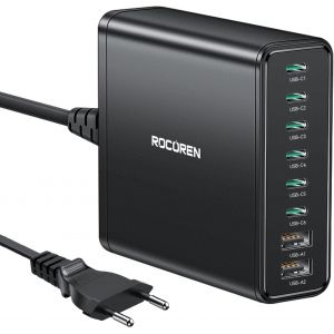 Soui-Station De Charge 340w,Chargeur Usb C Rapide Avec 8 Ports Gan Pd100w Avec Câble Ac De 1,5 M Pour Macbook Pro,Iphone 16/15,Ipad,Galaxy A05s/A55,Steamdeck,Acer,Lenovo - Neuf