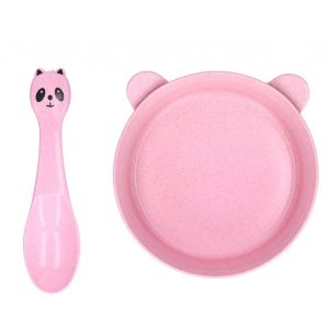 Hjlian Bol Pour Tout-Petits, Leger Et Durable, En Paille De Ble, Avec Cuillere, Rose - Neuf