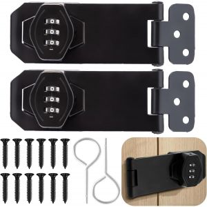 2 Pi&egrave;ces Serrure &Agrave; Combinaison Verrou De Porte &Agrave; Code 4 Pouces Loquet De Verrouillage &Agrave; Combinaison Verrou &Agrave; Combinaison Avec Vis Serrure A Code &Agrave; 3 Chiffres Pour Porte Armoire Bo&icirc;te (Noir) - Neuf