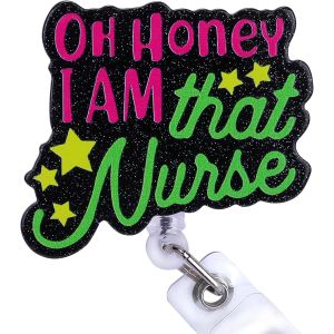 Porte-Badge R&eacute;tractable, Mignon et Dr&ocirc;le pour Carte d'Identit&eacute; d'Infirmi&egrave;re, Badge d'Identification M&eacute;dicale avec Visage Souriant pour Femmes M&eacute;decins Infirmi&egrave;res - Neuf
