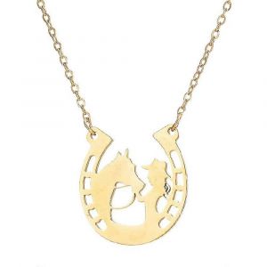 Collier Fer &Agrave; Cheval En Acier Inoxydable Pour Femme, Bijou Western Dor&eacute;, Cadeau Id&eacute;al Pour Les Cavali&egrave;res, Accessoire De Style &Eacute;questre - Neuf