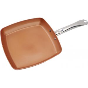 Checarzhn--No1-Poêle À Frire Carrée, Poêle À Frire Antiadhésive En Aluminium À Induction En Cuivre Avec Long Manche Mini Poêle À Frire Poêle À ?ufs Pour Viandes Et Légumes - Neuf