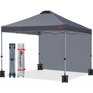 Checarzhn--No1-Durable Ez Tonnelle Pop-Up Avec 1 Paroi Latérale (2,5 X 2,5 M, Gris Foncé) - Neuf