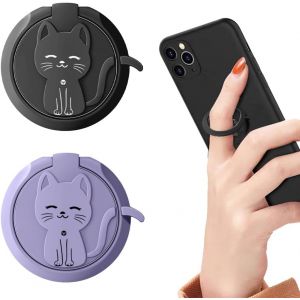 Kal-Poignées Pour Téléphone Portable,Support De Téléphone À Anneau En Métal En 2 Pièces, Support Autocollant Arrière, Support De Téléphone À Anneau Pour Chat - Neuf