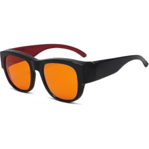 Lunettes D'ordinateur Anti-Lumi&egrave;re Bleue Avec Verres Ambr&eacute;s,Sur-Lunettes Adapt&eacute;es &Agrave; L'am&eacute;lioration Du Sommeil,Noir/Rouge - Neuf