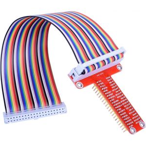 Carte d'extension RPi GPIO Breakout + Câble Ruban + Adaptateur GPIO Type T assemblé 20cm FC40 Câble Ruban Plat 40 Broches pour Raspberry Pi 3 2 Modèle B & B + SC05 - Neuf