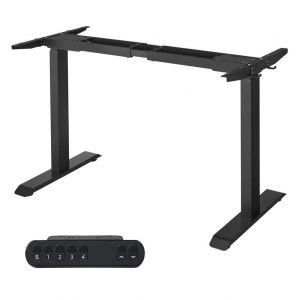 Cadre de bureau &eacute;lectrique pieds de bureau assis-debout sans dessus de table avec crochet r&eacute;glable en hauteur en continu fonction m&eacute;moire acier noir Helloshop26 12_0004700 - Neuf