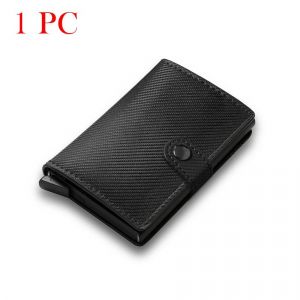 Portefeuille porte-carte de crédit en Fiber de carbone pour hommes,Rfid intelligent en métal,mince,Pop-Up,minimaliste,petit porte-monnaie noir,Vallet en métal--Small Carbon Black - Neuf