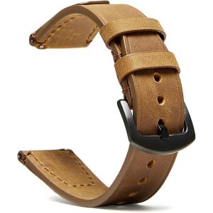 Kal-Bracelet De Montre En Cuir, Bracelet De Rechange Noir Et Marron - Neuf