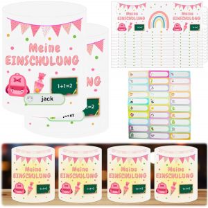 KALANKA-Lot de 12 photophores décoratifs de table pour fille - Décoration de table pour la rentrée scolaire - Rose - Décoration de table - Bougies chauffe-plat - Neuf
