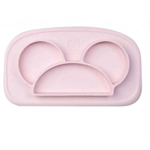 Assiette A Diner Pour Bebe 3 Compartiments En Silicone Souple Resistant A La Chaleur Pour Enfants, Rose - Neuf