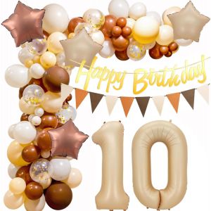 AYUHR-60 Pièces Ballons Marron Beige Or Confettis pour Anniversaire, Helium Abricot Blanc Café Métallique Dorés pour Mariage Baby Shower Diplôme Cérémonie Décorations de Fête - Neuf
