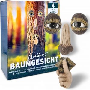 MEVRONISSHOP-Lot de 4 visages d'arbre en polyr&eacute;sine r&eacute;sistant aux intemp&eacute;ries - D&eacute;coration d'ext&eacute;rieur pour jardin et arbres - Pour am&eacute;nagement de jardin mystique - Neuf