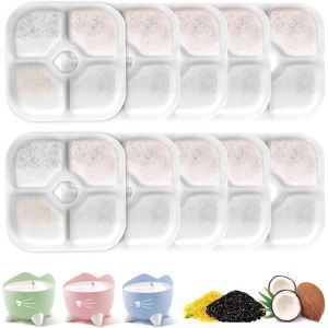 Kalanka-Lot De 10 Filtre Fontaine Eau Chat, Compatible Avec La Fontaine &Agrave; Eau Pour Animaux De Compagnie Catit Pixi. Syst&egrave;me De Filtration &Agrave; Trois Couches En R&eacute;sine Et Charbon Actif. - Neuf
