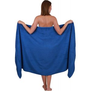 Serviette De Bain Xxl Palermo 100% Coton 100x200 Cm Couleur Bleu - Neuf