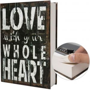 Utigh-Boîte De Rangement Sûre De Livre De Détournement De Papier Réel, Coffre-Fort Secret De Dictionnaire Avec Serrure De Code/Clé, Coffre-Fort Caché De Livre De Flip (Code Love) - Neuf