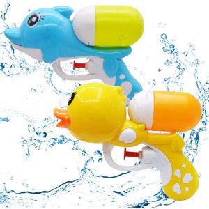 Pistolet &Agrave; Eau Mini Animal Pour Enfants &iquest; 2 Pi&egrave;ces Couleur Vive (Dauphin Et Canard) En Abs Durable, Port&eacute;e 6&iquest;8&iquest;M, Id&eacute;al Pour Jeux D&iquest;&Eacute;t&eacute;, F&ecirc;tes, Piscine Et Jardin - Neuf