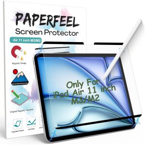 LORANKA-Magn&eacute;tique Protection &Eacute;cran pour iPad Air 11 Pouces M3 2025 et iPad Air 11 Pouces M2 2024, Protections &Eacute;cran en Papier Mat pour &Eacute;crire, Dessiner- Anti-Reflet/R&eacute;utilisable - Neuf