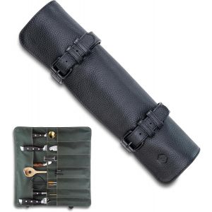 Sac &Agrave; Couteaux De Chef En Cuir De Buffle | 14 Compartiments En Cuir Pour Couteaux De Chef &iquest; Grand Sac Duplex, Noir, Pochette &Agrave; Couteaux - Neuf