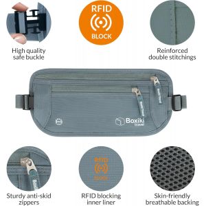 CAUC-Ceinture Porte-Monnaie RFID + 8 Manchons | Sac Taille Sécurisé, Porte-Cartes et Passeports pour Hommes et Femmes - Neuf