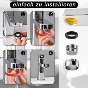 6 Pièces Mousseur Robinet M24, Aerateur Robinet Economie Eau Avec Filtre en Acier Inoxydable et ABS, comprendre 8 joints et 1 clé à Mousseur chromée pour Robinet Lavabo de Salle de Bain et Cui - Neuf