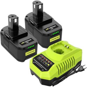 SUBZONAL-2pi&egrave;ce RB18L50 18V 5,5Ah Batterie de Remplacement pour Ryobi Batterie + 1pi&egrave;ce 9,6V-18V 3A pour Ryobi Lithium-Ionen & Ni-Mh Chargeur BCL14181H - Neuf