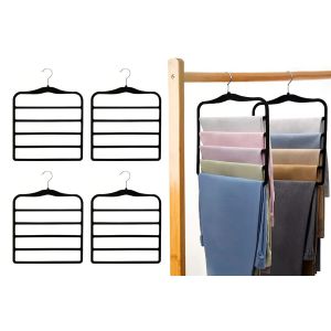 Lot de 6 cintres antid&eacute;rapants en velours pour le rangement des pantalons et v&ecirc;tements, organisateurs de placard gain de place - Neuf