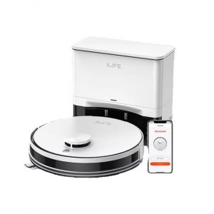 2 en 1 Robot Aspirateur Forte Aspiration 50000Pa Nettoyeur Laveur De Sol R&eacute;servoir d'Eau Nettoyage Automatique Bac &agrave; Poussi&egrave;re Station De Charge Contr&ocirc;le APP - Neuf