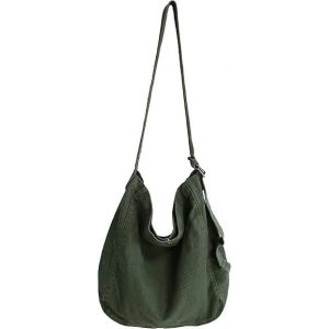 (Vert) 1 pi&egrave;ce de sac messager en toile pour hommes et femmes, sac &agrave; bandouli&egrave;re d&eacute;contract&eacute;, sac &agrave; main, sac messager, sac messager simple litt&eacute;raire grande capacit&eacute; sac en toile de couleur unie - Neuf