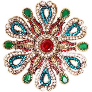 Kjdal-Broche Floral Baroque Avec Strass Pour Femmes Et Filles Mode Rouge Vert Grand Flocon De Neige Accessoires Pour Robes Bijoux Fleur &Agrave; L'?illet Corsage Cadeau D'anniversaire - Neuf