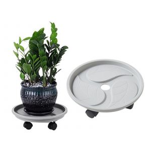 Support &agrave; roulettes pour pot de fleurs de 24 cm avec r&eacute;servoir d'eau et 4 roues - Neuf
