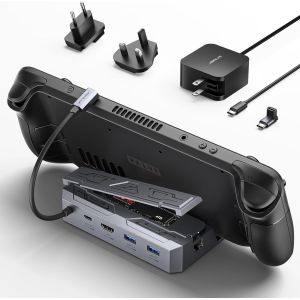 Station D'Accueil M.2 6-En-1 Compatible Avec Steam Deck Avec Ensemble Chargeur Adaptateur Secteur Pd 65W, Hdmi 2.0 4K@60Hz, Ethernet, Ports Usb-A 3.2 Double Et Usb-C - Hb0604 (Ssd Non Inclus) - Neuf