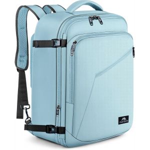 KALANKA-Sac à Dos Voyage Cabine Avion, Bagage Cabine 55x35x25 Extensible Imperméable, Bagage à Main pour Air France, 50L Grand Sac de Voyage pour Homme Femme Travail Loisir Cours École, Bleu Clair - Neuf