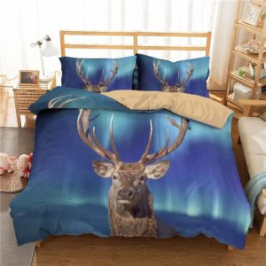 Cerf Housse De Couette, Parure De Lit Double Multicolore Cerfs Multicolore Avec Taie D'oreiller Xcm / Personnes (X Cm,Cerf D) - Neuf