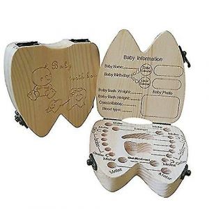 Bo&icirc;te &Agrave; Souvenirs De Dents De Lait En Bois, Support De Stockage De Dents Pour B&eacute;b&eacute;s Et Enfants - Neuf