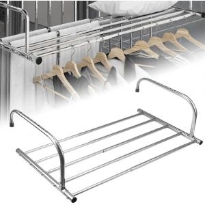 MDY-Séchoir à Linge Balcon Séchoir Radiateur Etendoir à Linge Pliable en Acier Inoxydable Séchoirs Sèche Linge Suspendu pour Étendre Sécher Lessive Vêtements Mouillées (Longueur: 42-66 cm) - Neuf