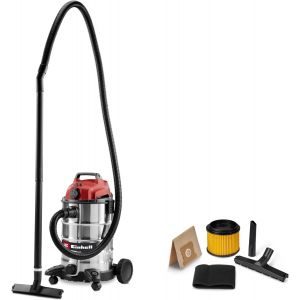 Aspirateur eaux et poussières TC-VC 3055 SA (900 W, 190 mbar, prise de courant asservie, cuve en inox de 30 l, roues et roulettes, avec accessoires, filtres et sac collecteur de poussière) - Neuf