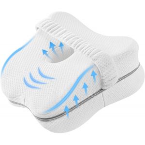 KALANKA-Coussin de Jambe, Oreiller de Jambe, Coussin de Genou Ergonomique en Mousse à Mémoire de Forme avec Housse Amovible et Lavable, Coussin Entre Jambes pour Dormir sur Le Côté (Blanc) - Neuf